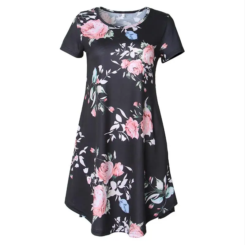 Женское платье с цветочным принтом Boho летнее пляжное до середины икры размера