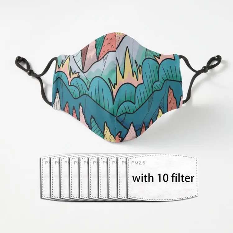 

Маска для взрослых птицы и горы Пылезащитная многоразовая Роскошная маска для лица из полиэстера с фильтром