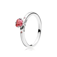 925 sterling silver classic rings with colorful drop oil love heart crystal wedding party ring for women jewelry