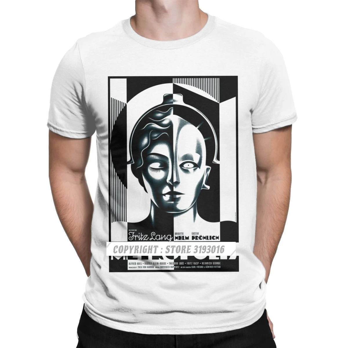 Metropolis Fritz Lang 1927 Cult Classic Sci Fi T-Shirts Men Machine Robot Tee Shirt Round Neck Adult T Shirt Oversized Clothes