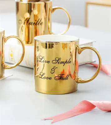 Золотая керамическая кофейная кружка 3D молочная чашка с геометрическими узорами