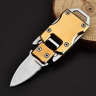 EDC из нержавеющей стали Портативный Брелок нож инструмент Мульти мини тактические карманные складные ножи нож выживания T405.9 - Цвет: Gold B