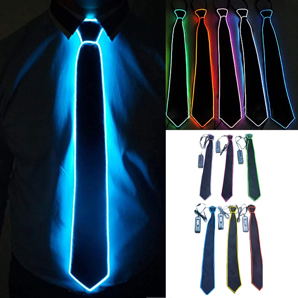Унисекс японский корейский Повседневный EL Light Up Tie Show вечерние украшения
