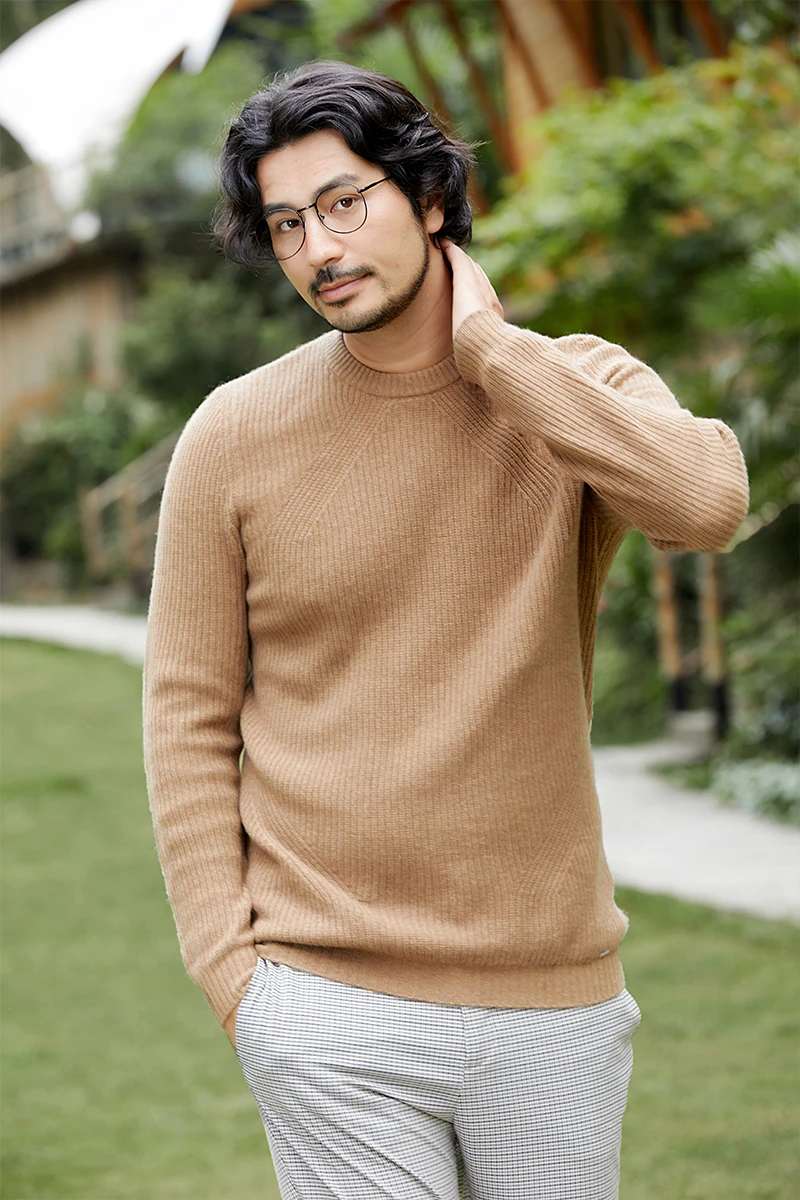 Zhili Men's Winter Pullover Sweater with 100% Merino Wool