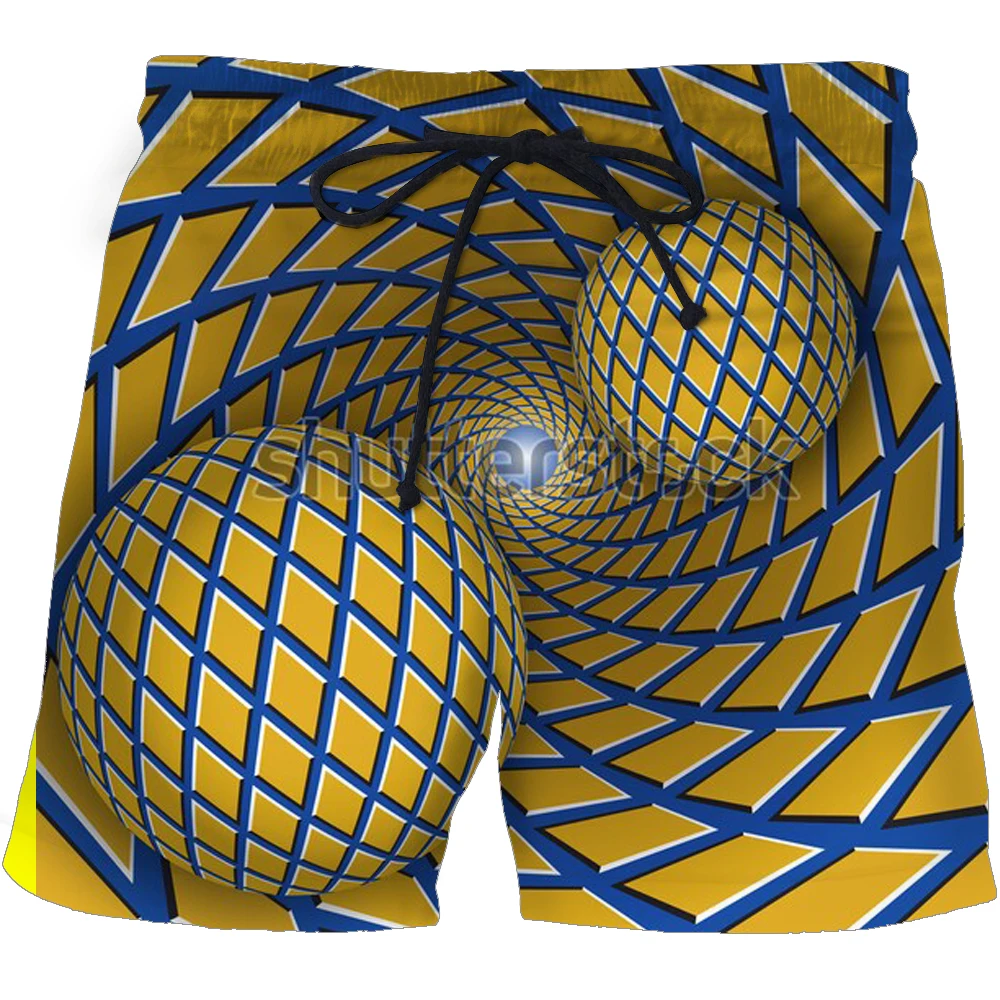 Черно-белые клетчатые шорты мужские пляжные Гавайские с 3D принтом повседневные в