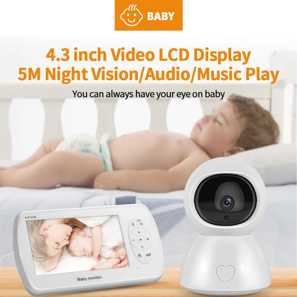 

HD Baby Monitor 1080P 4.3in 360 Degrees Rotating Night Vision US/EU/UK/AU Security Household Baby Camera Two Way Audio