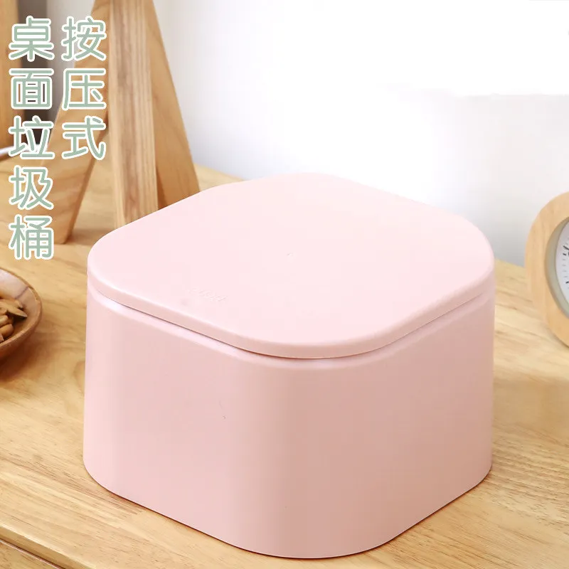 Мини двухслойная мусорная корзина для рабочего стола под давлением мусора