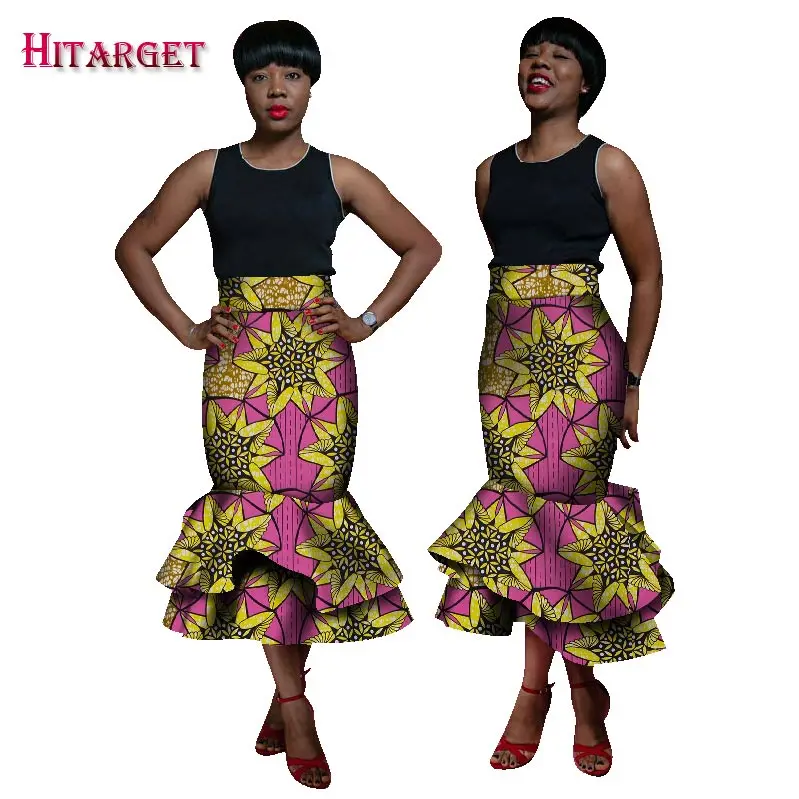 2020 Осенняя африканская Женская одежда двухслойные юбки-русалки базин восковые