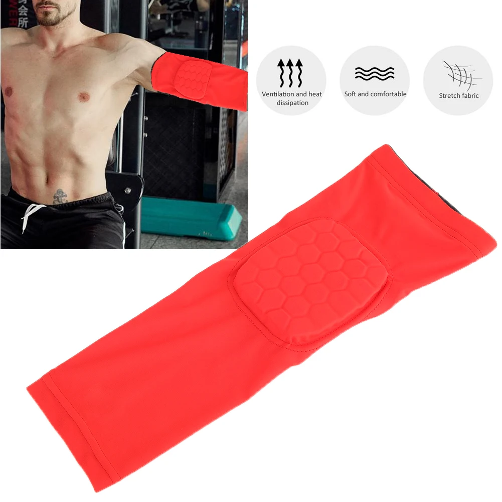 

Honeycomb Anti-collision Summer Thin Section Extended Arm Pads Elbow Fixation Support Pain Relief Protector Sports Tennis Red L