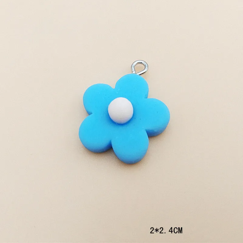 

20Pcs Frosted Rounded Resin Flower Jewelry Making Pendant Charms Cute Bracelet Necklace Earrings Pendant Chain Findings 2x2.4CM