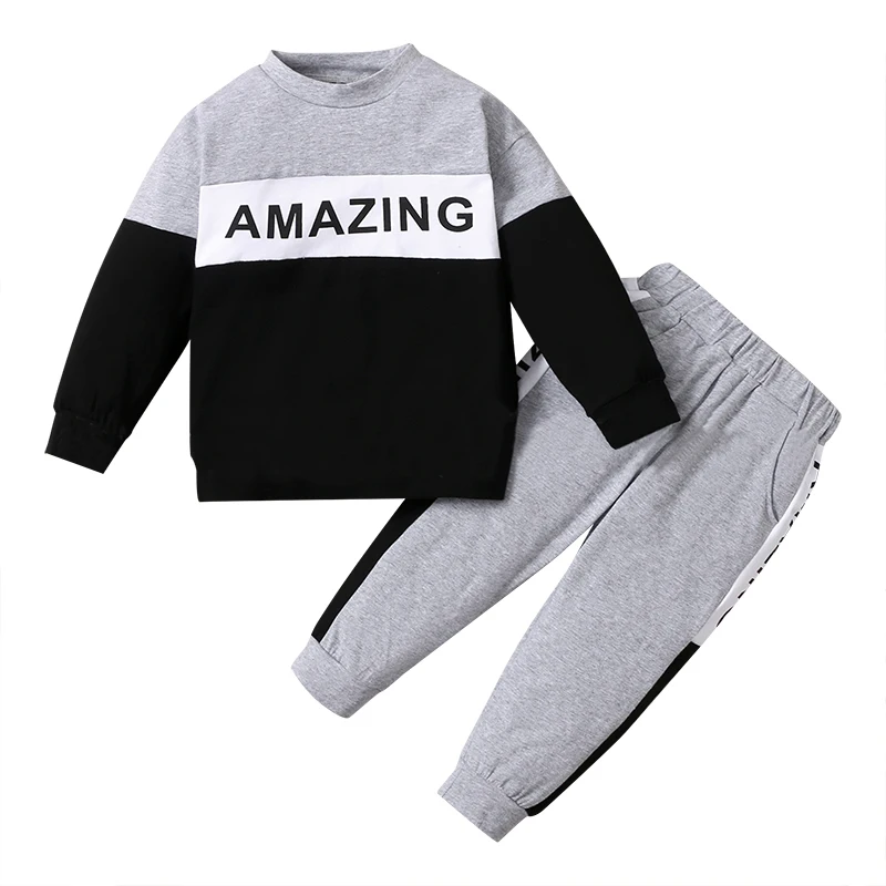 

Детский весенне-осенний Новый костюм для мальчиков пуловер с мультяшным принтом динозавра костюм для девочек Детский костюм с длинным рука...