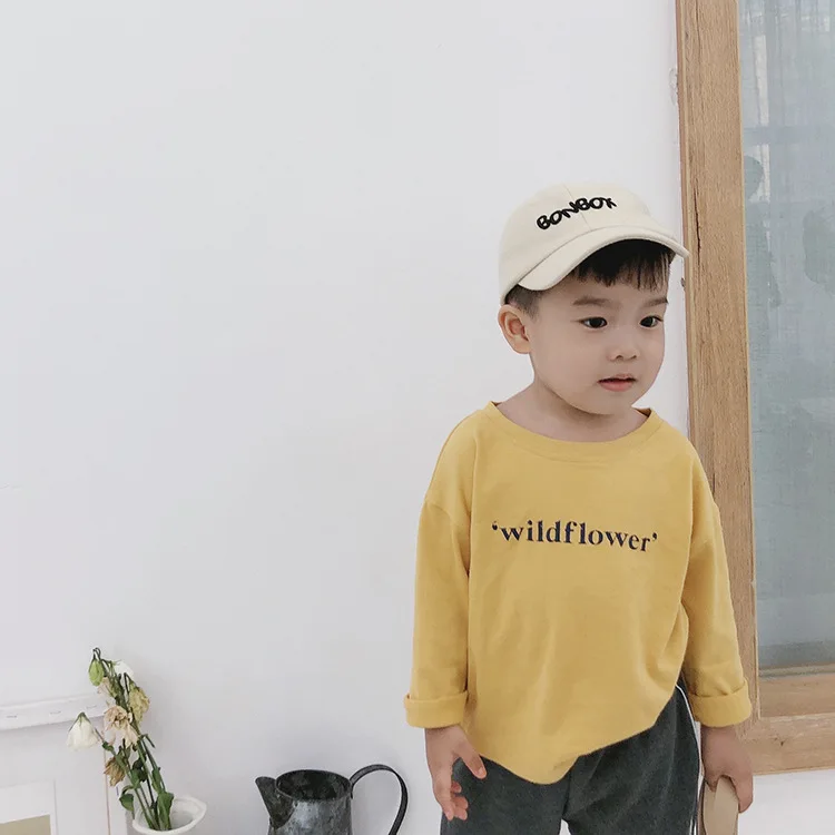 Весенне осенние детские повседневные футболки с буквенным принтом 5 цветов