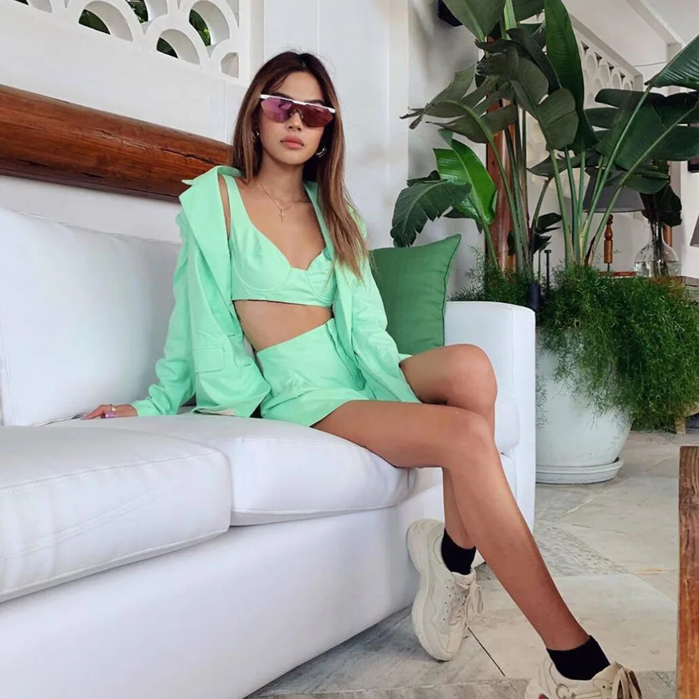 Женский костюм Блейзер шорты комплект одежды пиджак и элегантный из двух