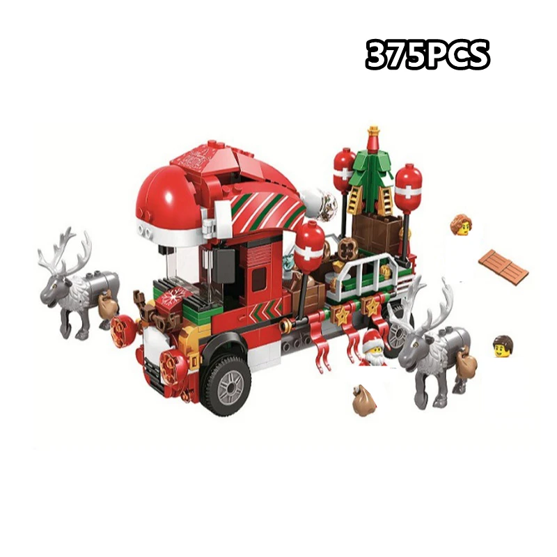 

375 шт. Снежная модель Рождественский Санта Клаус грузовик лося и сани фигурки Строительные блоки Набор игрушек Совместимость с Lego лучший по...