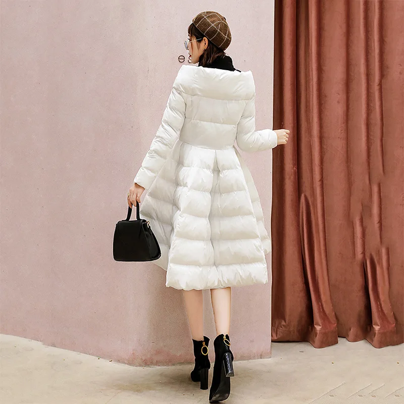 [EAM] Turtleneck Spliced Big Hem Cotton-padded Coat Long Sleeve Loose Fit Women Parkas Fashion New Autumn Winter 1H100