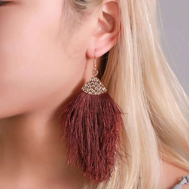 Лидер продаж летние массивные длинные кисточки перо серьги для женщин Висячие