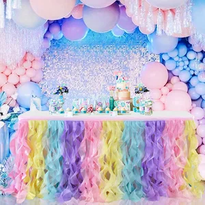Rainbow Unicorn Tulle Table Skirt Mermaid Table Tutu Skirts for Baby Shower Birthday Wedding  Bachel