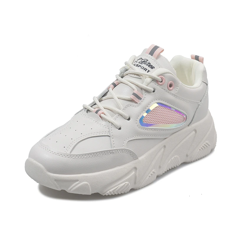 Женские кроссовки на массивном каблуке белые модные платформе женская