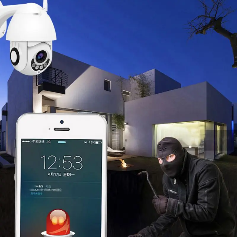 Белый 1080P WiFi ip-камера Беспроводная Проводная PTZ наружная скоростная купольная