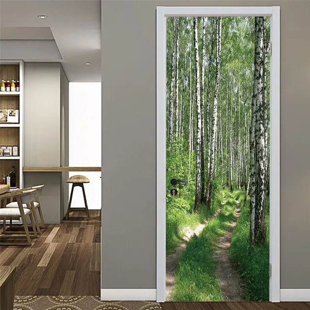

3d Двери Стикеры печати завод картина самоклеящиеся ландшафтный дизайн Водонепроницаемый обоев домашний Декор стены искусства Гостиная па...