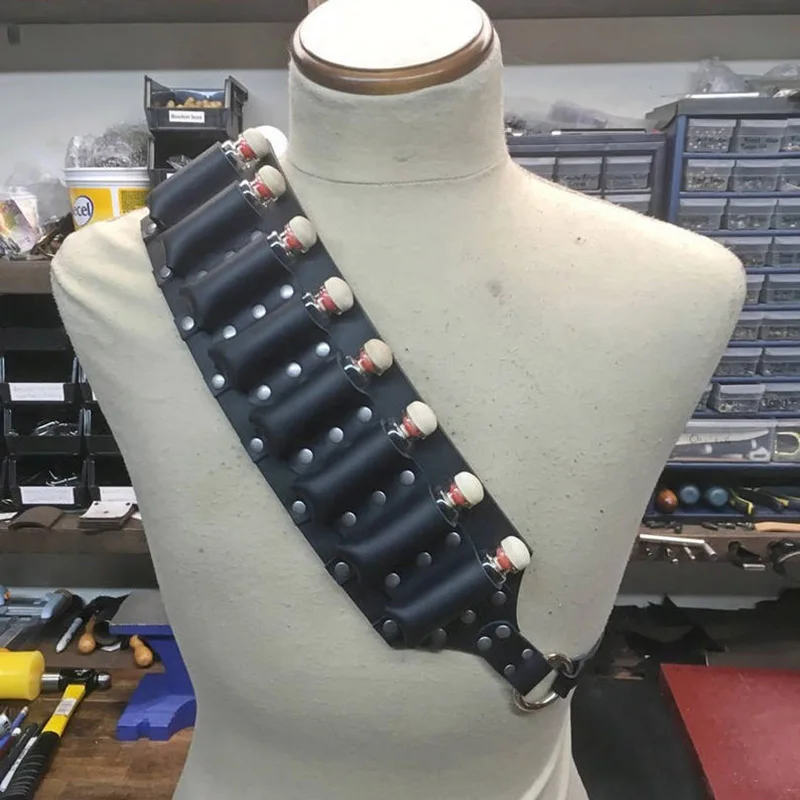 Medieval Dark Sorcerer Wizard Shoulder Strap Renaissance Leather Potion Belt Rider Healer Vial Pocket Bandolier For Cosplay Larp |