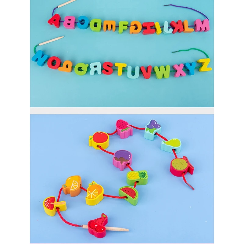 

Fun Wooden Baby Beaded Game Toys Animal Beaded Building Blocks Beaded Toys Children Educational Toys for Kids