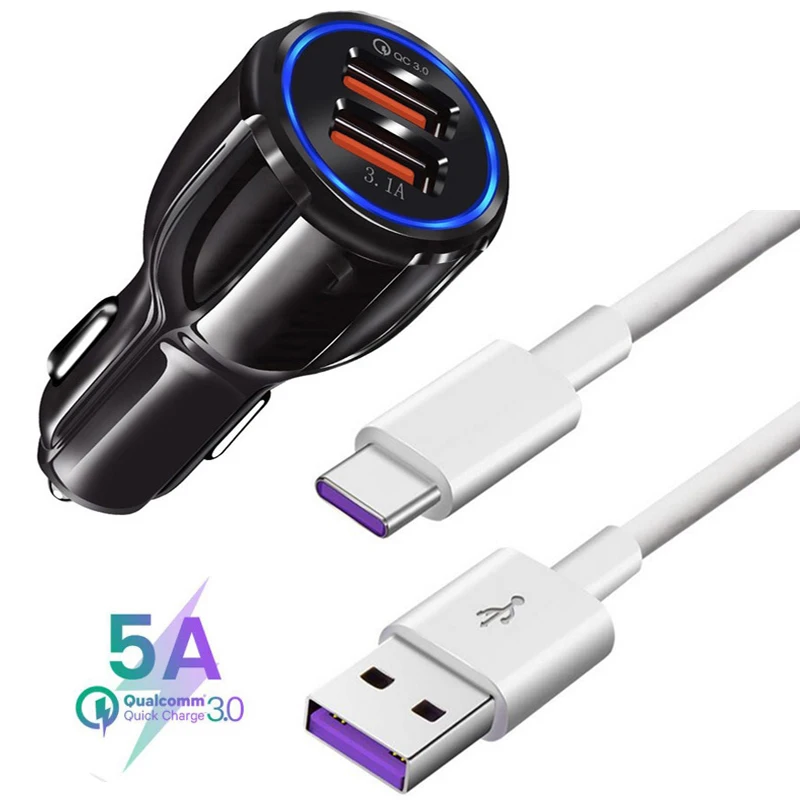 Автомобильное зарядное устройство 5 А USB Type C для Huawei Mate 30 Pro/P30/Xiaomi 9/9T/A3/Note