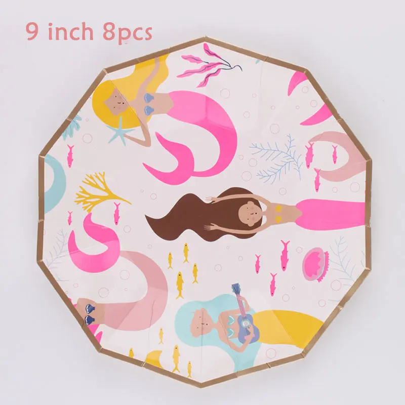 

40Pc/Set Mermaid Theme Party Tableware Birthday Decoration Party Baby Shower Plates Napkins Disposable Tableware Party Supplies