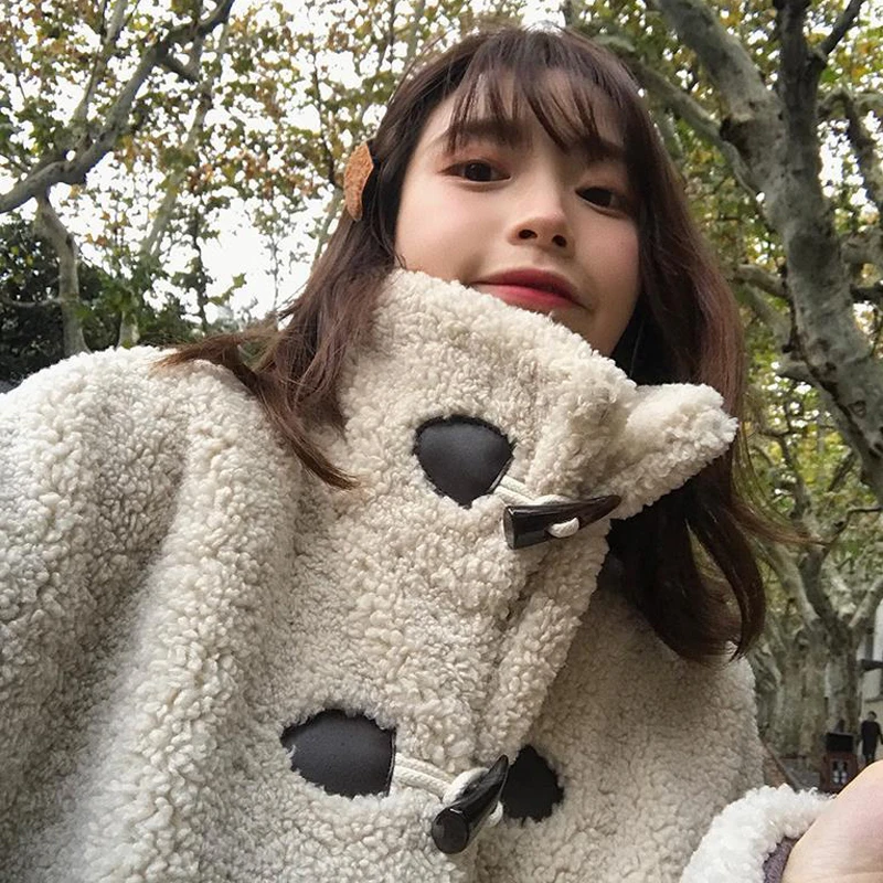 Пальто Sungtin из искусственного меха ягненка с длинным рукавом Корейская сольфа