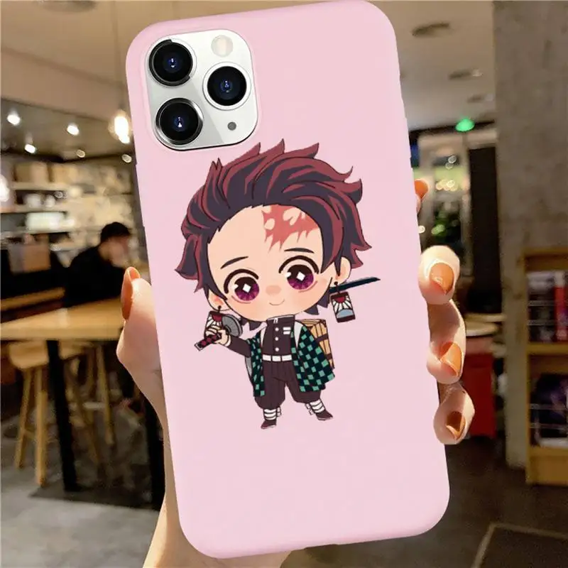 

Demon Slayer Kimetsu No Yaiba Phone Case Candy Color for iPhone 6 7 8 11 12 s mini pro X XS XR MAX Plus