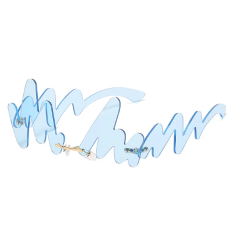 

Personality Funny N Shaped Wave No Frame Sunglasses Women 2020 Luxury Brand Party Prom Sun Glasses Ladies Irregular Ocean Shades