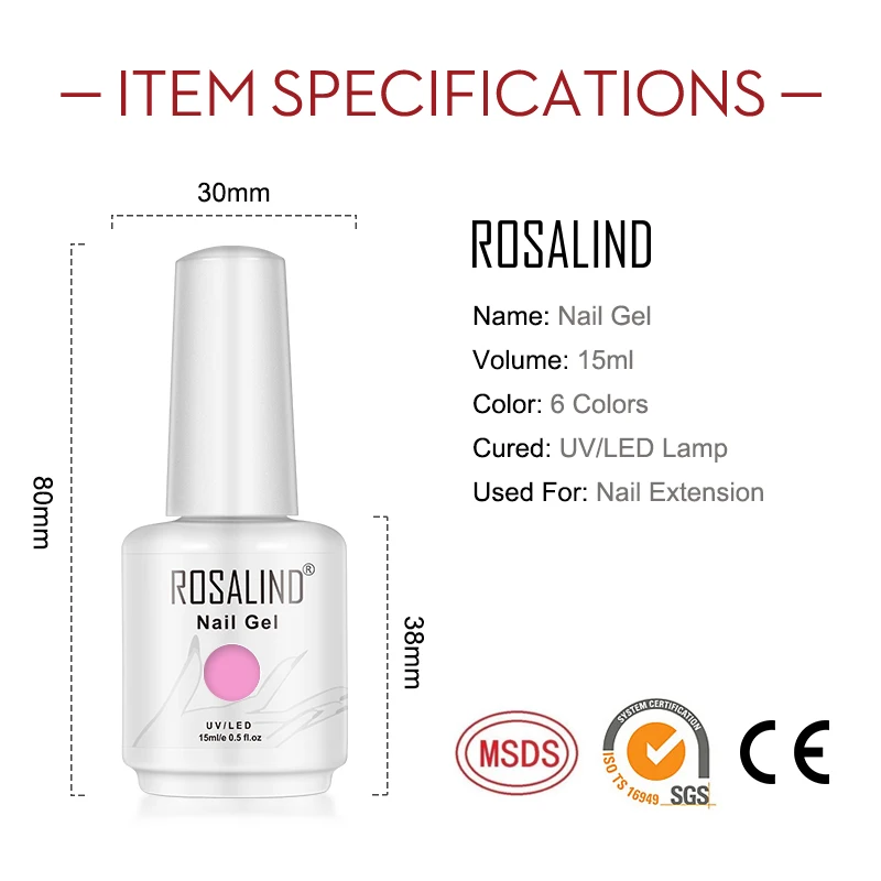 Базовое и топовое матовое покрытие ROSALIND 15 мл для ногтей снимаемый замачиванием