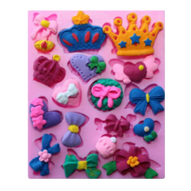 

For Cartoon Crown Bow Tie Silicone Fondant Cake Mold Cupcake Jelly Candy Chocolate Cake Decoration Baking Tool Moulds