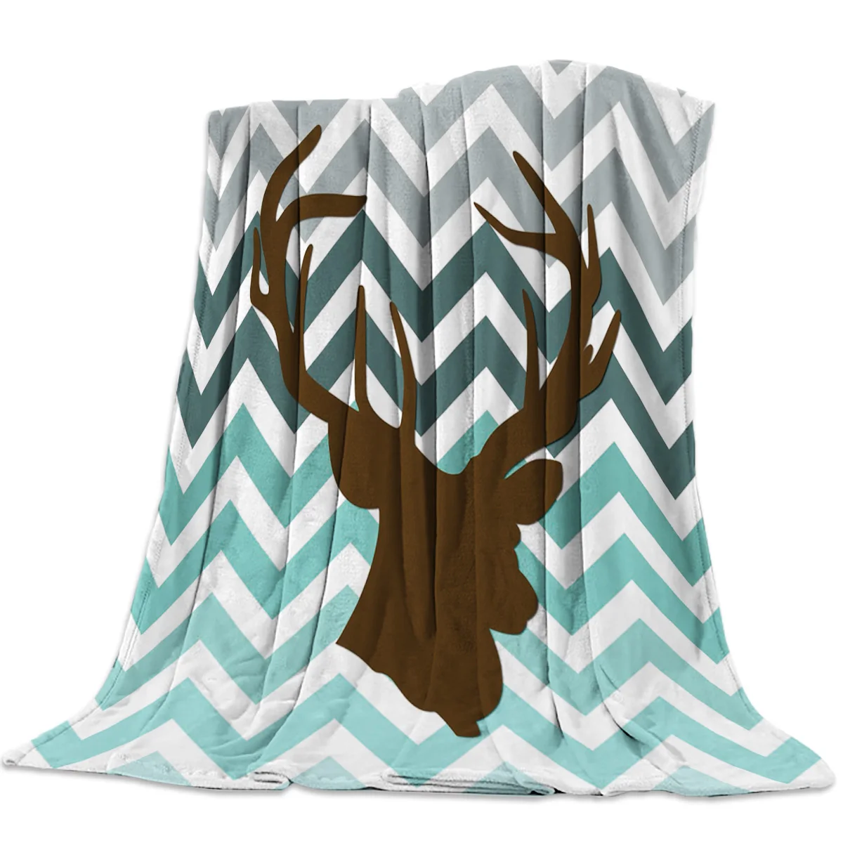 Лося полосы градиент белый фон покрывало одеяло флисовый плед морщин стойкие