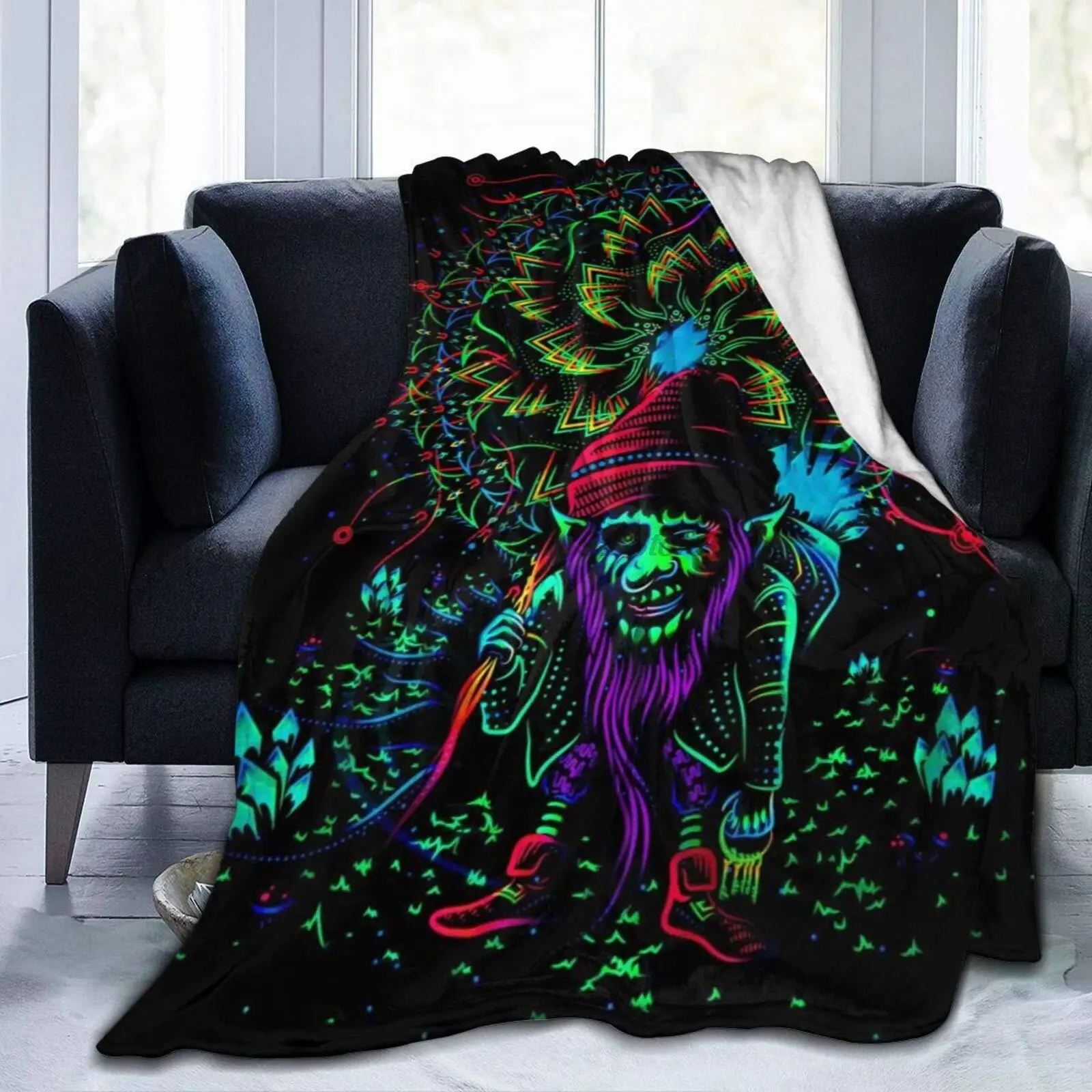 

Blacklight Психоделическое покрывало для кровати для дивана/гостиной/теплое зимнее уютное плюшевое покрывало для взрослых или