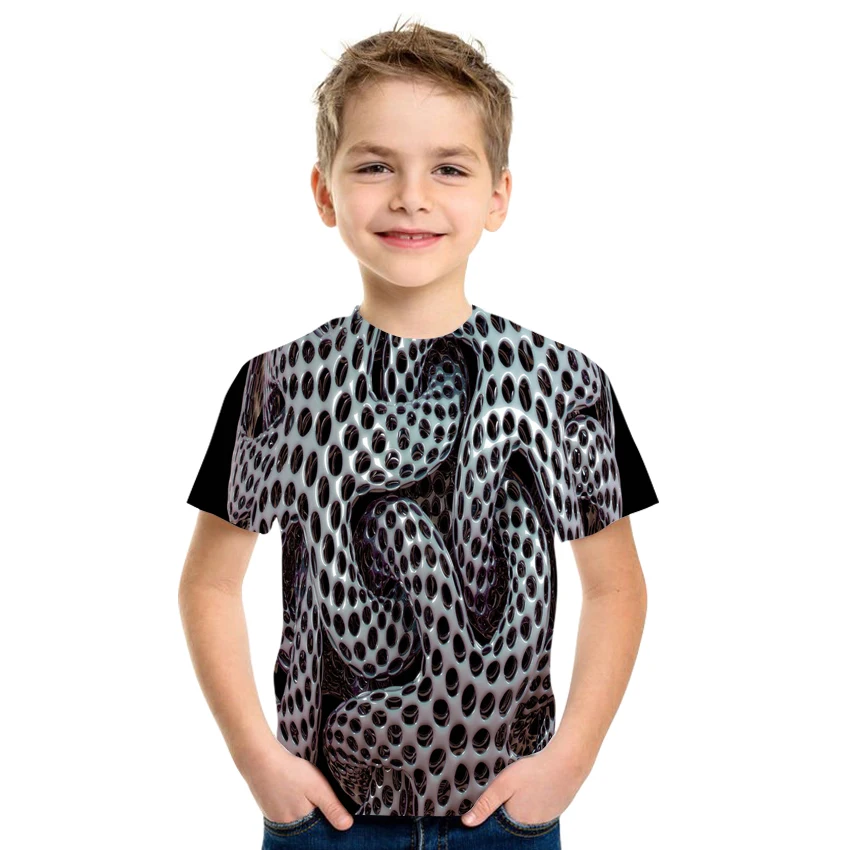 

2021 summer printed T-shirt 3D printing for boys and girls, casual and loose size 4T-16T.