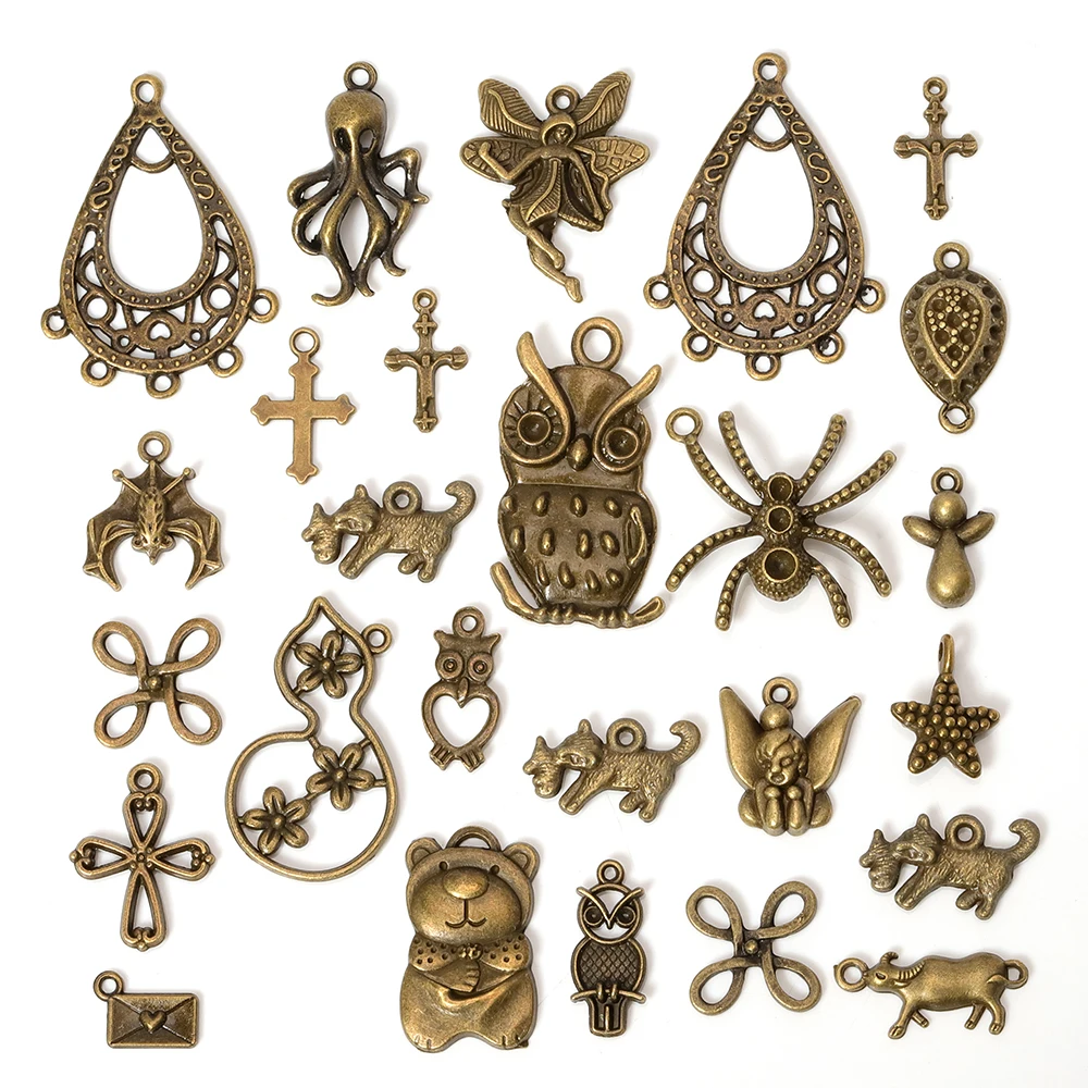 50/100 г. Смешанные Подвески Антикварные Бронзовые металлические подвески