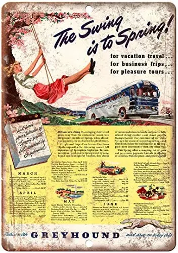 

Adkult Vintage Greyhound Bus Advertisment Reproduction Metal Sign T101