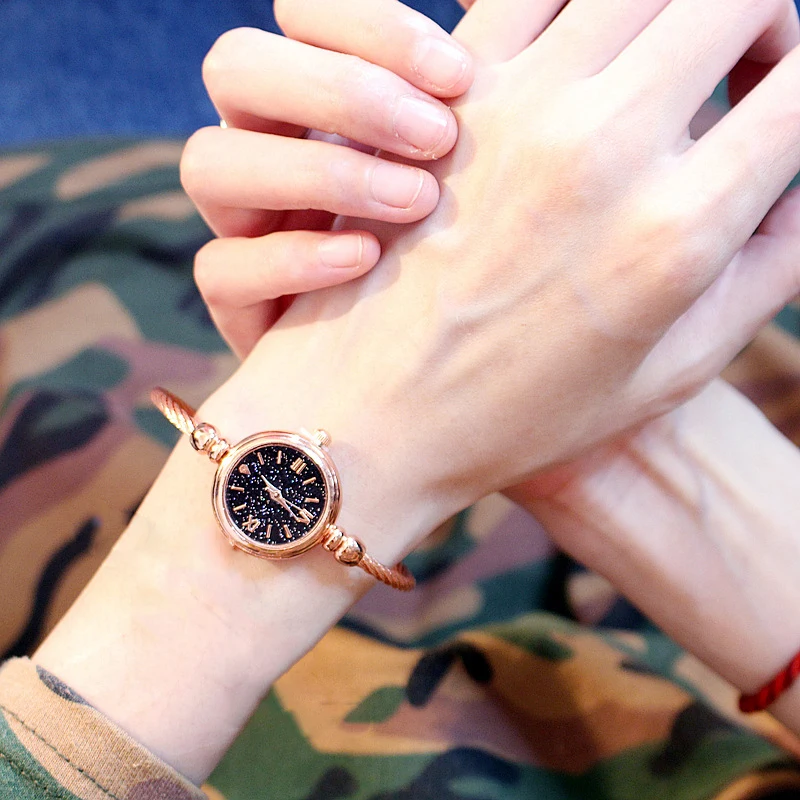 rose gold black МОДНЫЕ ЖЕНСКИЕ НАРЯДНЫЕ часы Роскошные женские наручные часы повседневные женские звездное небо кварцевые часы-браслет Relogios Femininos - Цвет: rose gold black