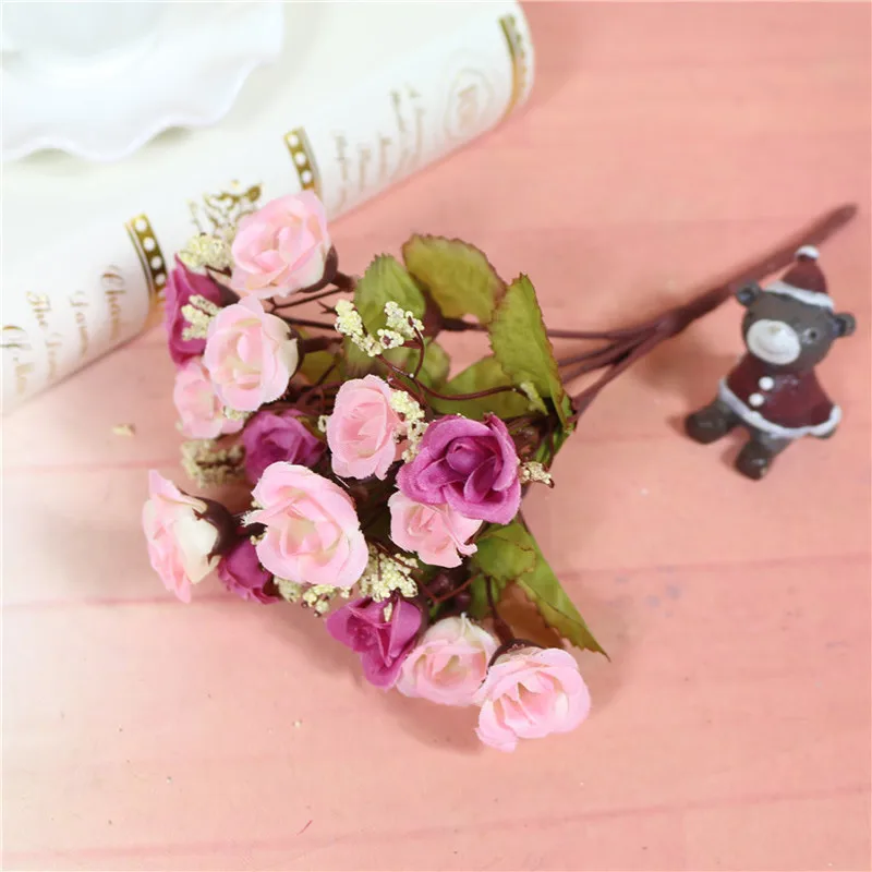 Осенний Букет маленьких роз маленькие бутоны искусственные цветы шелковые розы