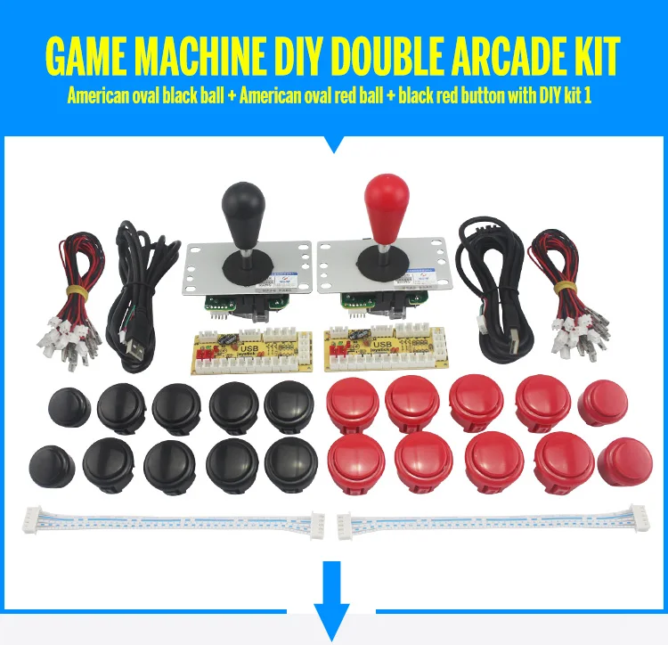 Аркадный Овальный джойстик DIY Kit Нулевая задержка USB контроллер ПК для аркадного джойстика+ кнопочные кнопки+ жгут проводов для аркадной игры
