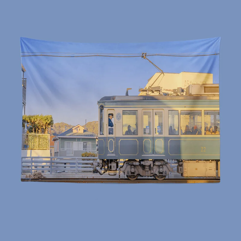 

Фоновая ткань для пляжа и Морского Пейзажа, украшение для спальни, настенная ткань для комнаты, общежития, гобелен, маленький свежий пейзаж, ...