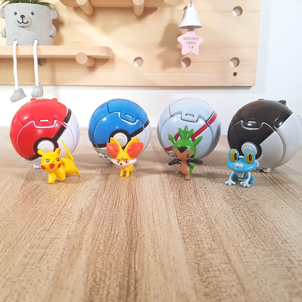 4 шт./лот Пикачу покеболл фигурки внутри игрушки мяч детские развивающие