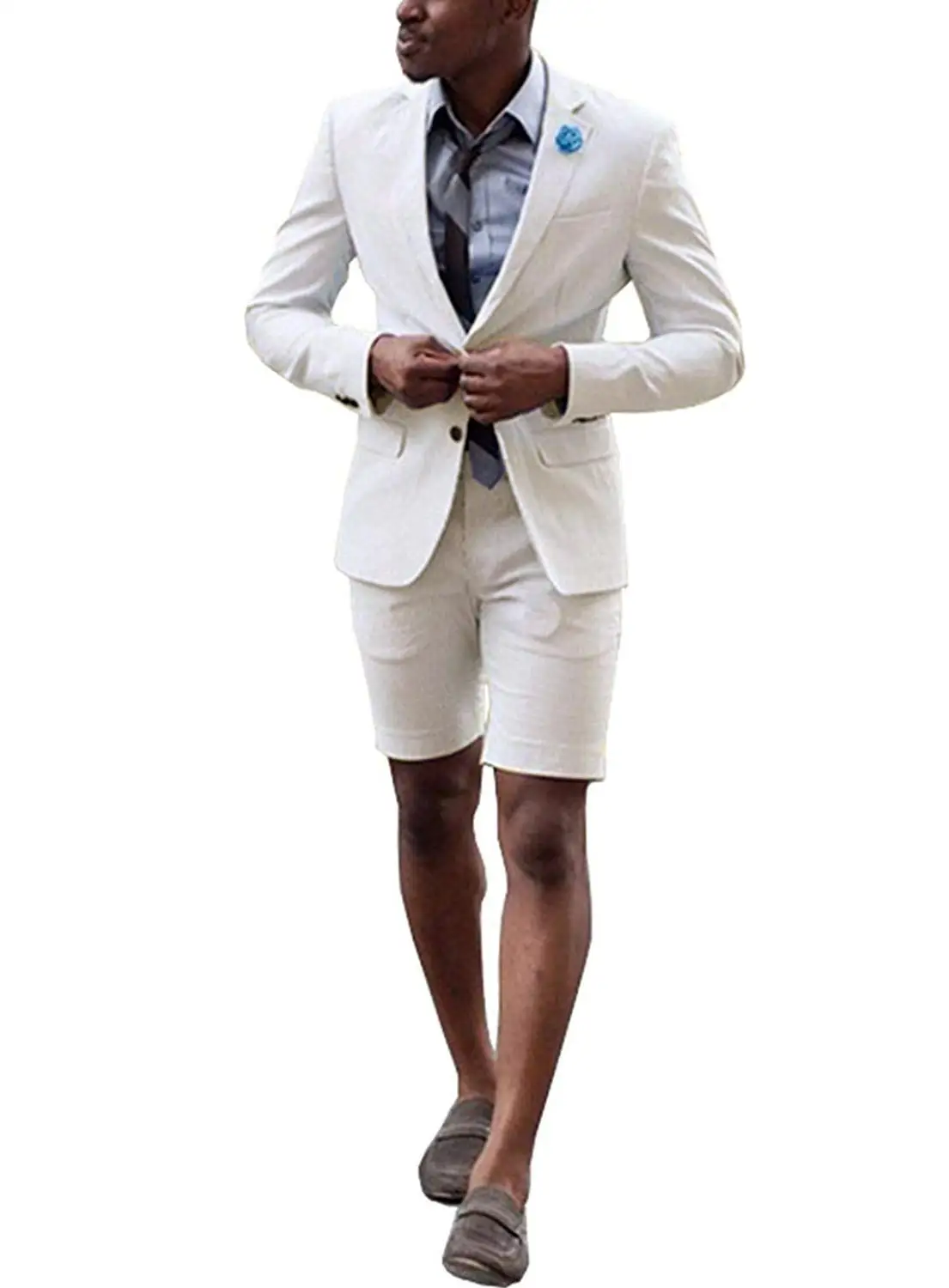 

Solovedress Soild Mens Wedding Suit with Short Pants Premium Tuxedos 2 Pieces Notched Lapel Man Suit Couples Matching Clothing