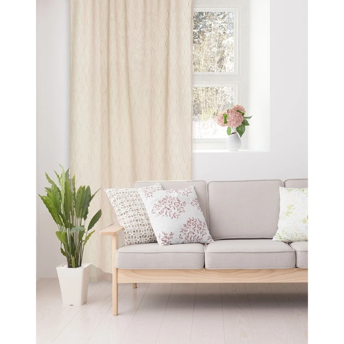 Штора портьерная &quotЭтель&quot Плавные ромбы 135х270 см. пл. 160 г/м² цв. бежевый 100% п/э |