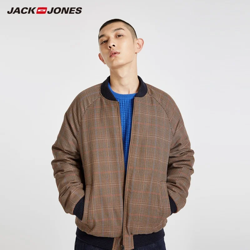 JackJones Для мужчин зимняя куртка Бейсбольным воротником короткая теплая