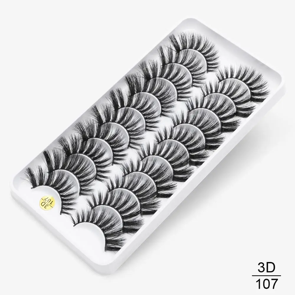 8/10 пар, натуральные длинные 3D ресницы из искусственной норки, толстые, ручная работа, полная полоса, ресницы, объемные, мягкие, норковые ресницы, накладные ресницы - Цвет: 3D-107