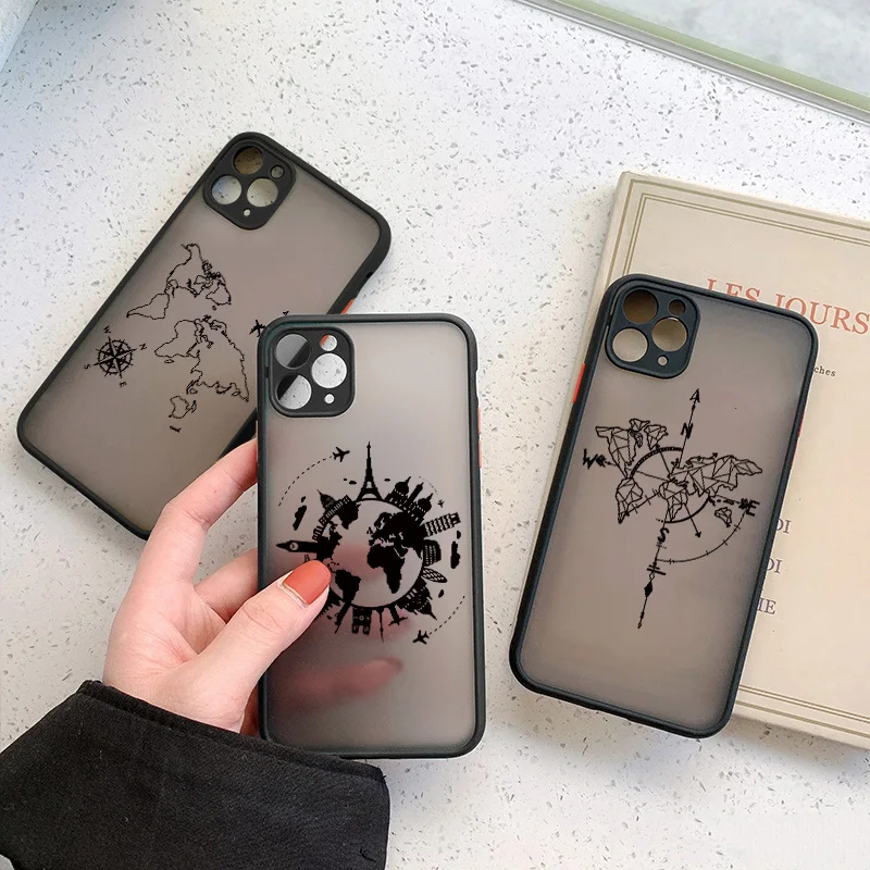 Popular World Map Travel Airplane Phone Case For iphone 7 8 Plus SE2 11 13 12 14 Pro Max X XR XS MAX Back Hard Shockproof Cover