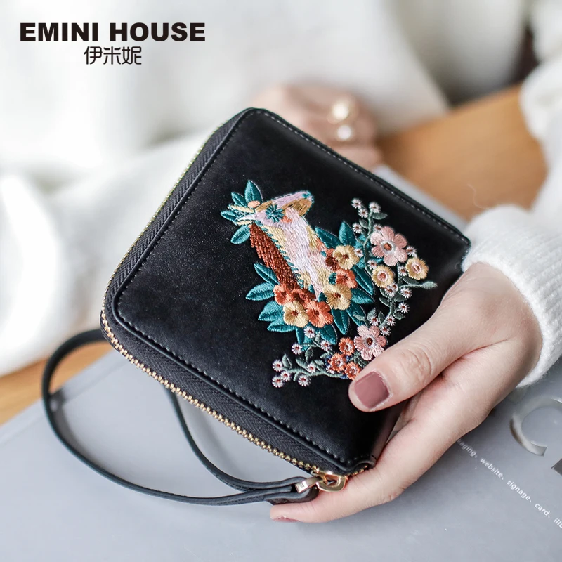 EMINI HOUSE женский кошелек с вышивкой, Женский кошелек, женские кошельки, роскошные брендовые кошельки, дизайнерский кошелек, кошелек для кредитных карт