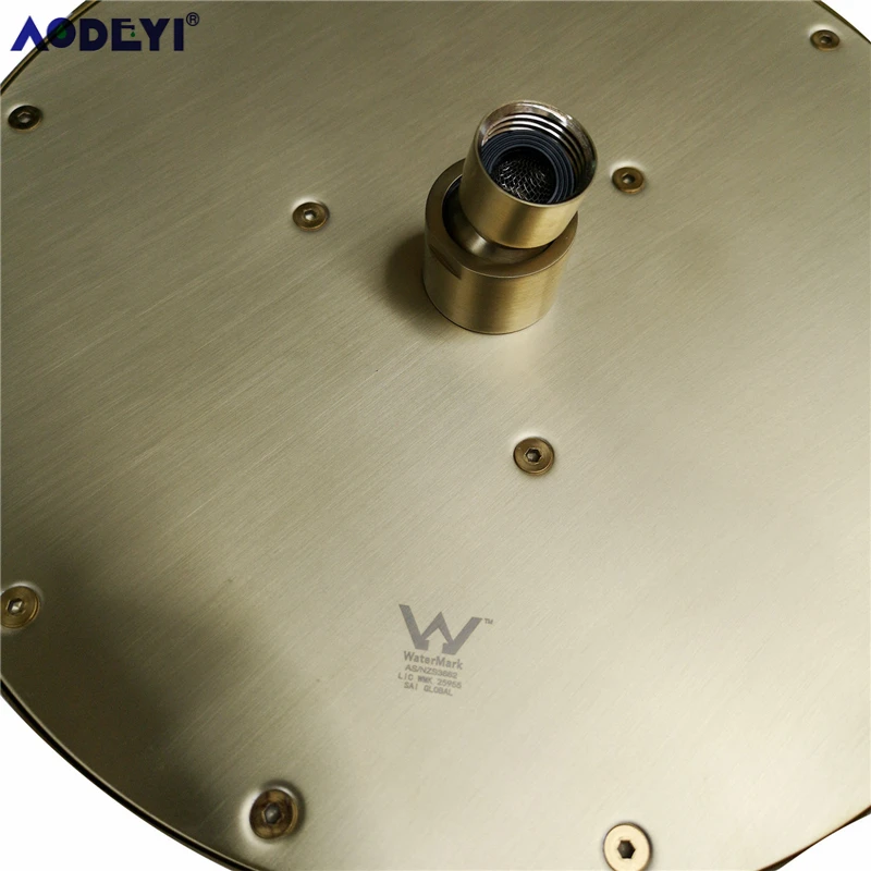 

Brushed Gold Solid Brass Bathroom Shower Set Rianfall Head Bath Faucet Wall Mounted Ceiling Arm Mixer Water System Panel Black